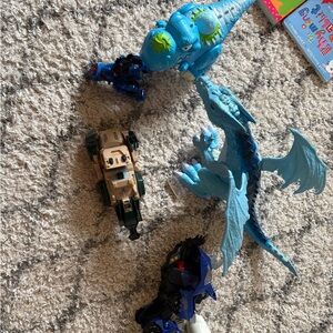Blue and Tan Dinosaur Toy Set